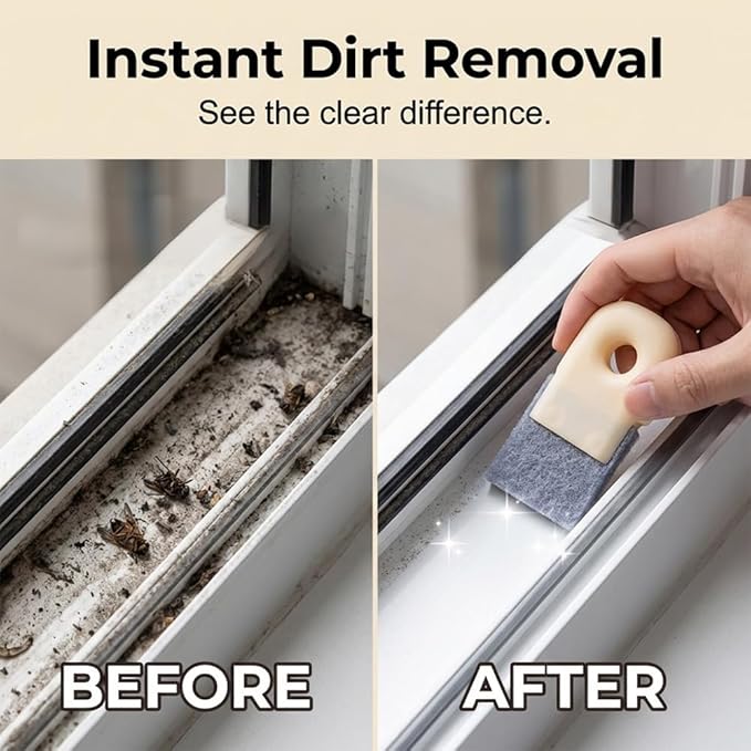 Magic Window Track Cleaner, Window Groove Cleaning Brush Tools Set, for Slides Grooves, Tile Grout Lines, Shutter Slats, Car Ac Vents & Narrow Gaps (Mix 6Pcs)
