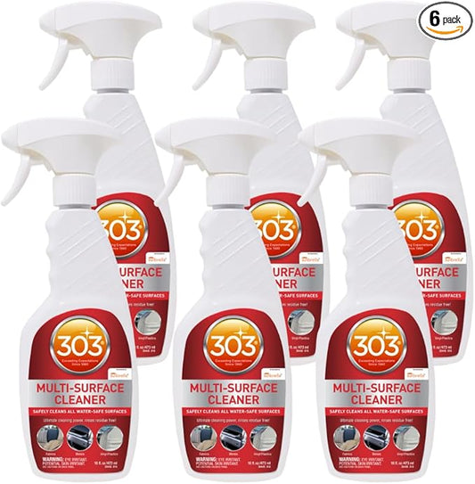 303 Products Multi-Surface Cleaner Spray, Residue-Free Cleaning for Vinyl, Fabric, Plastic & More – Safe on All Water-Safe Surfaces, Sunbrella Recommended, 16 oz (6 Pack)