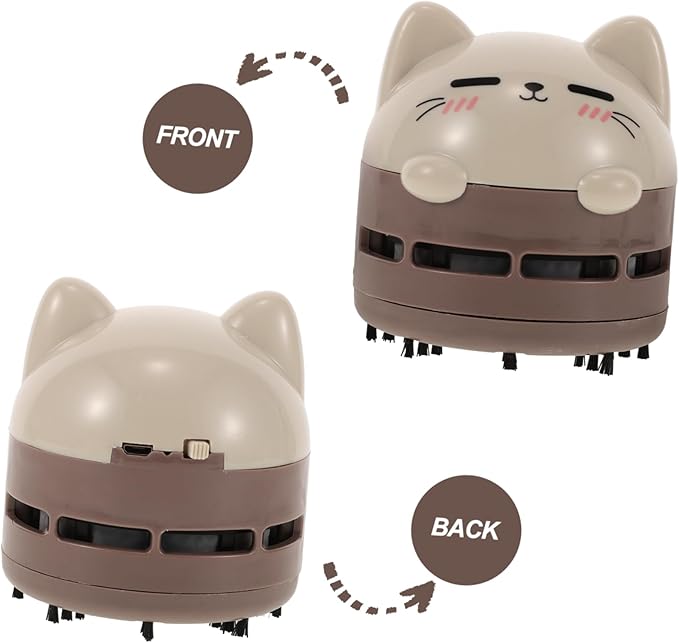 MERRYHAPY Cute Cat Design Handheld Vacuum Mini Desk Vacuum Rechargeable Dust Crumb Collector