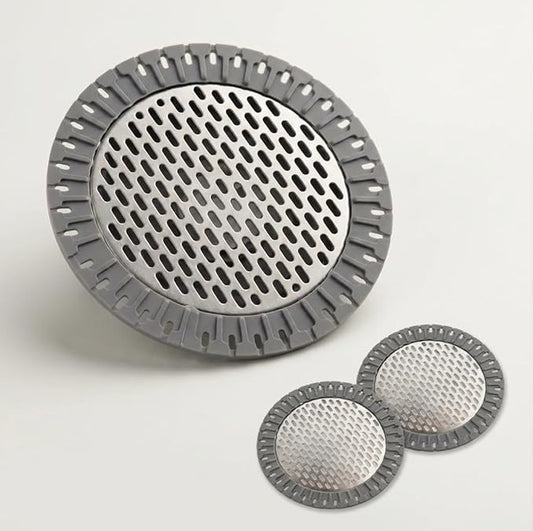 2 Pack Round Shower Drain Hair Catcher Stainless Steel | Anti-Clog Hair Stopper for Bathroom & Tub | Non-Slip Suction Cups | Easy-Clean Drain Protector