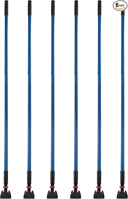 Matthew Cleaning Jaw Clamp Mop Handle, Snap-On Fiberglass Dust Mop Handle for Floor Cleaning, Gripper Holder with Clip-On Connector for Janitorial Supplies, Commercial Use,Restaurants, 60 Inches Blue