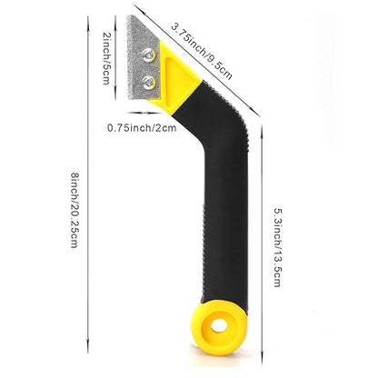 Coitak Tile Grout Saw Angled Grout Saw with 3 Pieces Extra Blades Replacement, Grout Removal Tool for Tile Cleaning (Yellow)