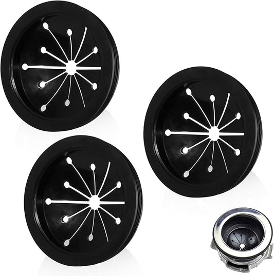 Kitchen Garbage Disposal Rubber Drain Insert,3pcs Garbage Disposal Cover,3 Inch Garbage Disposal Splash Guard,Disposal Splash Guard,Kitchen Sink Rubber Drain Guard, Black, FY616SCFJZ-1