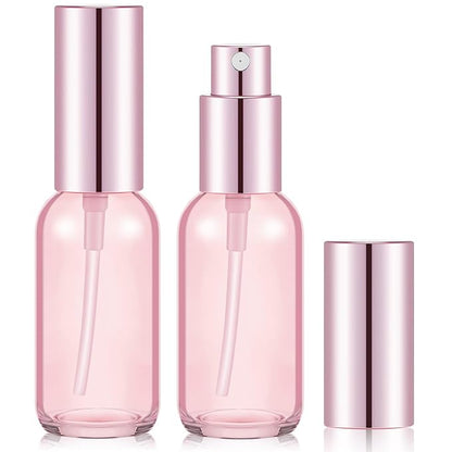 Tessco for you 1 Pcs Glass Spray Bottles Empty Perfume Atomizer Refillable Clear Decorative Empty Bottles with Fine Mist Sprayer Pump for Face Body Travel (Pink,1 oz)