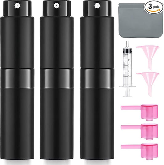 3 Pack 8ML Empty Cologne Travel Spray Bottle Perfume Atomizer for Refill Portable Cologne Dispenser Mini Sprayer for Women Twist Tpye