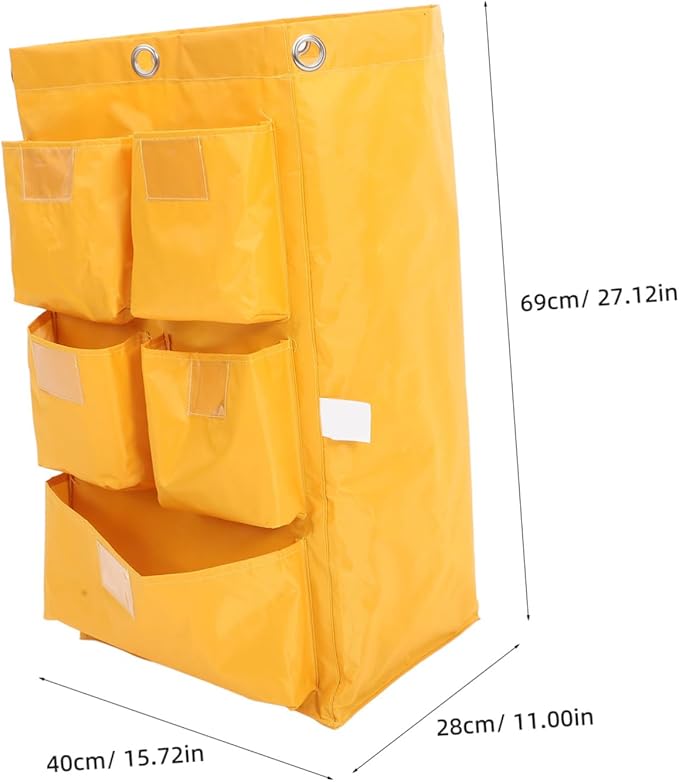 Janitorial Cart Bag Waterproof Canvas Cleaning Tote Large Capacity Cleaning Supply Bag for Housekeeping and Trash Collection