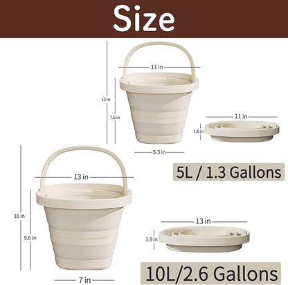 Folding Bucket, Water Bucket, 5L, 10L, Thick, Multi-Functional, Convenient, Foot Bath, Square, Stylish, Camping, Laundry, car wash, Foot Bath, Fishing (Grey-5L)