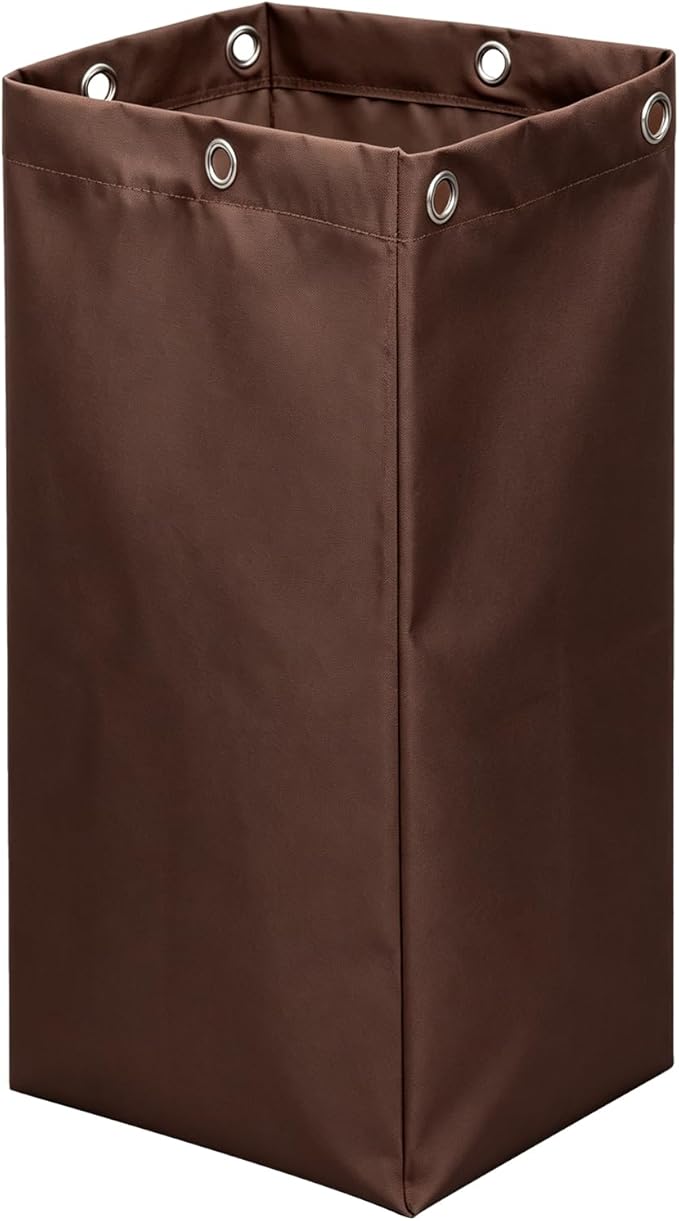 Replacement Janitorial Cleaning Cart Bag: Commercial Products 23 Gallon Industrial Janitorial Vinyl Cart Bag with 6 Brass Grommets - Size 16 x 11 x 27inches (Brown)
