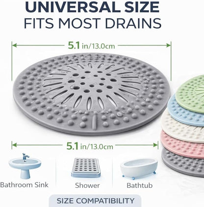Shower Drain Hair Catcher - 5 Pack Anti-Slip TPR Silicone Drain Covers for Bathroom Tub Sink, Universal Fit Over Shower or Kitchen Sink Garbage Disposal Multi-Color Strainers