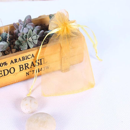 100pcs 5x7 inch Gifts Wrap Bags Gold, Organza Sheer Fabric Bulk, Drawstring Reusable Recycled Pouch for Baby Shower Favor, Craft Business, Beach, Standard Size Elegant Business Card, Cute Little Toy