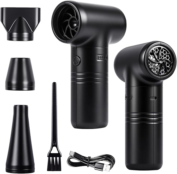 Compressed Air Duster-A Handy Super Power Electric Air Duster with Brushless Motor for Lower Noise and 3-Gear Adjustable Blower, Dust Blower for Computer, Keyboard, House, Outdoor and Car