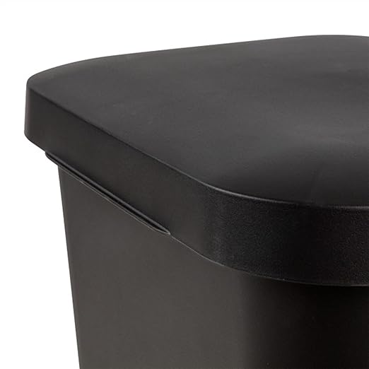 Sterilite 11.9 Gallon Rectangular Step On Kitchen Plastic Indoor Wastebasket with Wide Opening Lid and Comfort Handle for Home, Black (16 Pack)