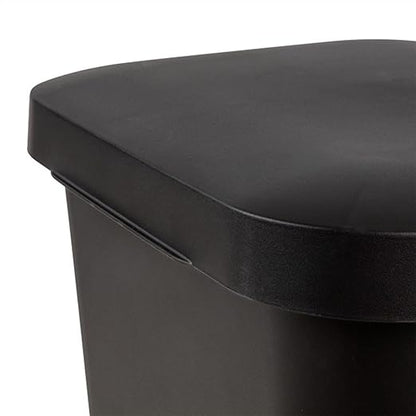 Sterilite 11.9 Gallon Rectangular Step On Kitchen Plastic Indoor Wastebasket with Wide Opening Lid and Comfort Handle for Home, Black (12 Pack)