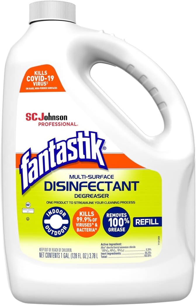 SC Johnson Professional FANTASTIK Disinfectant Multi-Surface Cleaner 1 Gallon, Pack of 4