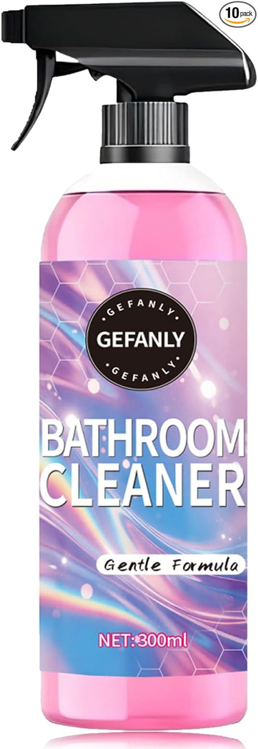 Quatrel Gefanly Bathroom Cleaner, Powerful Pink Bathroom Descaler Cleaner Foam Spray, All Purpose Hard Water Stain Remover, Gentle Formula, for Tub Floor Tile, Shower, Toilet, Bathtub, Glass