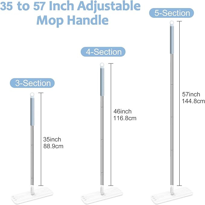 BOSHENG Mop Handle Extension Rods, for Extending Flat Mop, Mop Replacement Handle, Adjustable Steel Mop Handle Rods, 5 Pack