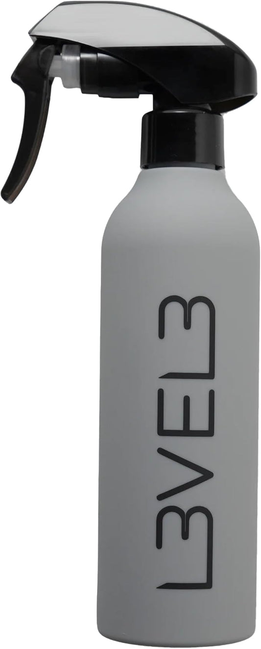 L3 Level 3 Rubberized Spray Bottle - Precise Action Mist Bottle for Effortless Hair Styling - Rubber Grip for Total Control