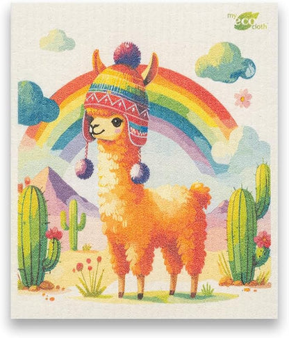 SWEDEdishcloths - Eco Friendly Cellulose Sponge Dish Towels - Mixed Set of 6 (One of Each Design) Llama Swedish Dish Cloths