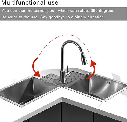 2-Pack Bytelive Silicone Sink Mat, Mini Sink Splash Guard and Soap Sponge Holder for Kitchen Countertop Protect with Self Draining Design (8.3" x 5.7", 2-Pack Gray)