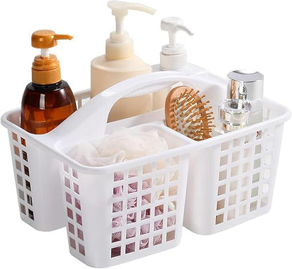 Portable Shower Caddy Basket,Convenient Cleaning Supplies Organizer with Compartments and Handle,Ideal for Bathroom, Bedroom, Kitchen, College Dorm,Garden,etc.12.4" x 7.4" x 5.1"white