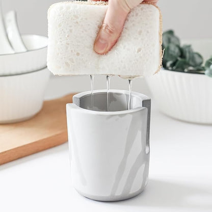 Diatomite Sponge Holder, 3x3.5 inch Quick Dry Kitchen Sink Organizer Water Fast Absorbing Stone Drying Sink Caddy Dish Sponge Holder for Kitchen Soap Dishes Bathroom Organizer Sink Tray, Grey