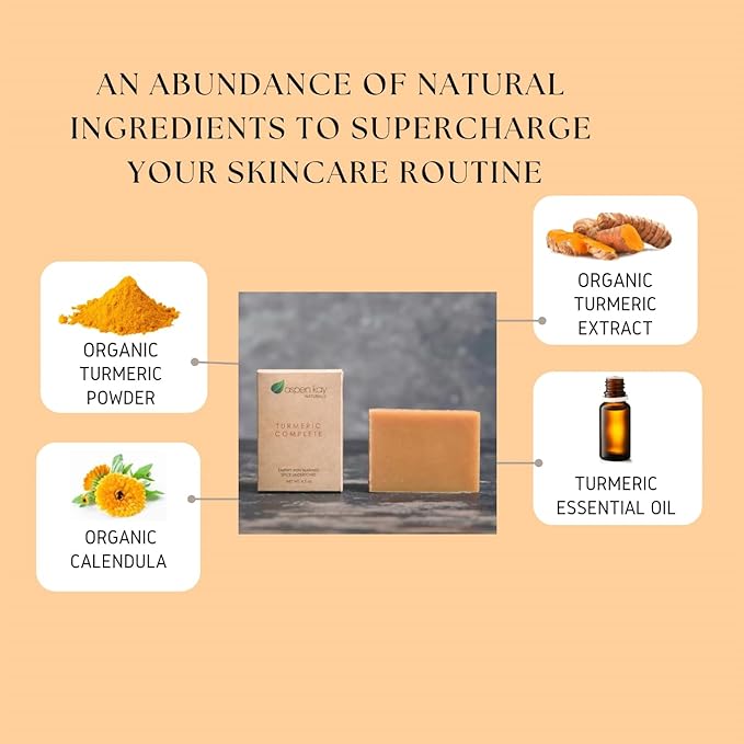 Turmeric Soap Bar for Face & Body – Handmade with Organic Shea Butter, Chamomile, Calendula – Gentle, Non-Drying Natural Face Wash for Sensitive Skin, All Skin Types, Made in USA 4.5 oz (2 Pack)