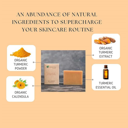 Turmeric Soap Bar for Face & Body – Handmade with Organic Shea Butter, Chamomile, Calendula – Gentle, Non-Drying Natural Face Wash for Sensitive Skin, All Skin Types, Made in USA 4.5 oz (2 Pack)