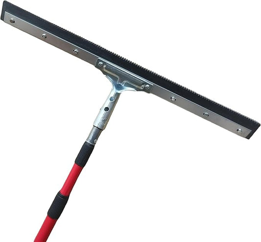24" Serrated Notched Epoxy Rubber Speed Trowel Squeegee,1/8" Notch,with Telescopic Handle for Epoxi Resin Coating Application