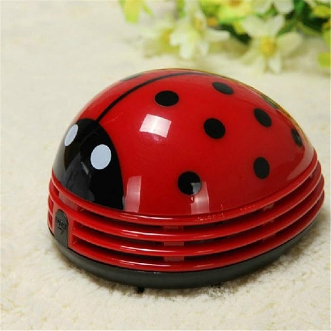 Ladybug Cartoon Mini Vacuum Cleaner Desktop Vacuum Dust Keyboard Sweeper Cordless Portable Corner Cute 2Pcs
