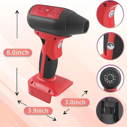 Jet Fan Mini Blower,Cordless Air Duster Comaptible with Milwaukee 18V Batteries,Handheld 130000RPM 4-Speed Turbo Dryer Blower for Car, Keyboard, Pet Hair Drying,Fallen Leaves(no Battery)