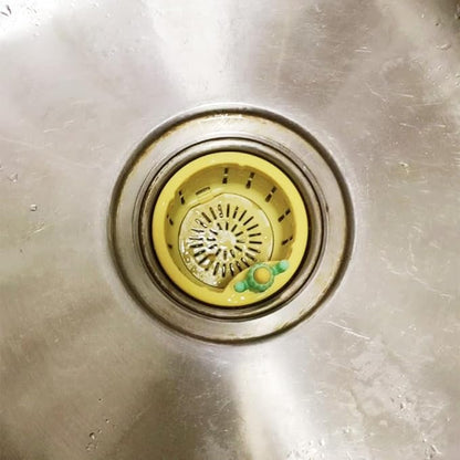 Cactus Kitchen Sink Drain Strainer, Upgrade Self-Cleaning Faucet Hanging Filter Basket, 2026 New Multifunctional Kitchen Sink Drain Strainer Press Automatic Dumping Basket (Yellow)