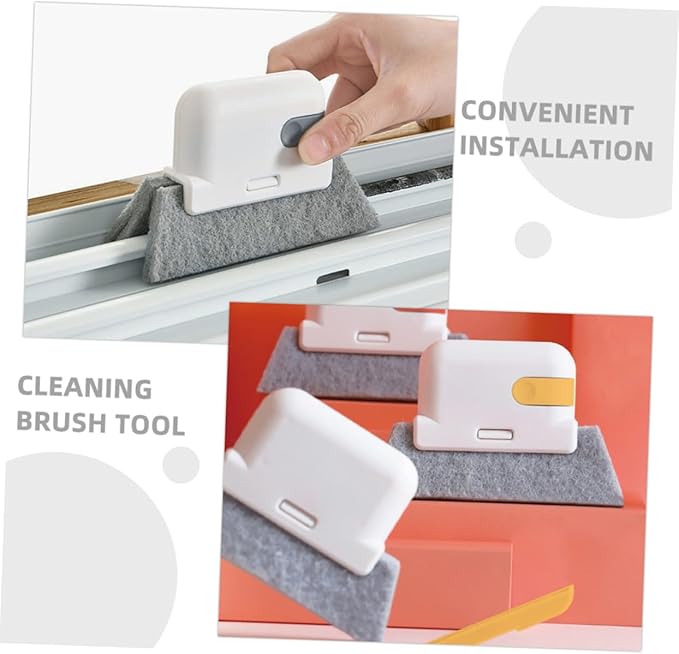 3pcs Window Track Cleaner Set Multifunctional Cleaning Brushes for Window Grooves Tile Lines Car Vents Detachable Design for Easy Use Tight Spaces Grey Ginger Orange Red