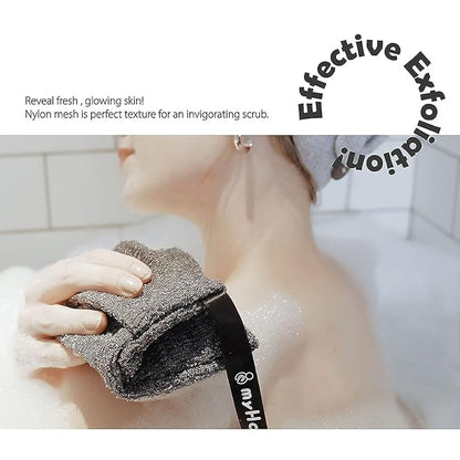 myHomeBody Soap Pocket Exfoliating Pouch, Body Scrubber Sponge, Exfoliator for Bath, Shower or Leftover Bits Saver, Graphite Gray, 2 Pack + 2 Lift Pads