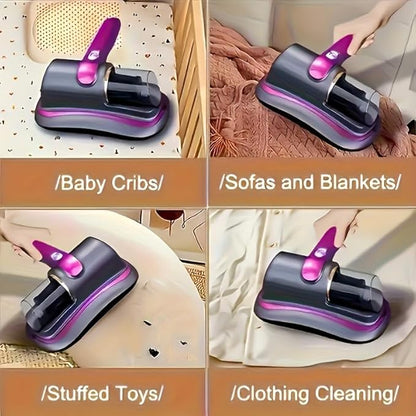 Rechargeable Handheld Bed Vacuum Cleaner, Super Suction and Low Noise, UV, Washable Filter for Deep Cleaning, Cordless Mattress Vacuum Cleaner, Effectively Cleans Beds, Sofas, Pet Hair and Carpets