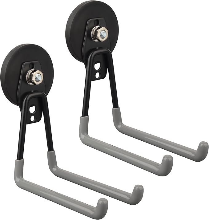 ULIBERMAGNET Magnetic Garage Hook, Cordless Drill Hooks Heavy Duty,Power Tool Organizer,Large Manget with Hooks for Workshop Organization,2 Pack Hook for Drill,Garden Tool(Gray)