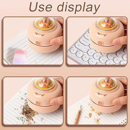 Mini Desktop Vacuum Cleaner, 1set Cute Capybara Table Dust Sweeper, Cordless Dust Cleaner for Home School Office Computer Keyboard