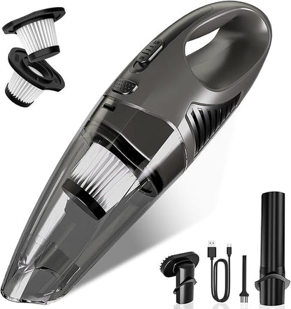 Handheld Vacuum Cordless, 11KPA Strong Suction & 25 Mins Runtime Brushless Motor, Rechargeable Car Vacuum Cleaner with 2 HEPA Filter/Multi-Accessories/Lightweight, for Home/Car/Office Cleaning