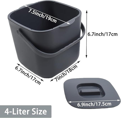 4-Liter Kitchen Compost Bin with Handles for Countertop Food Scrap Collection.Dary Gray-4L-US