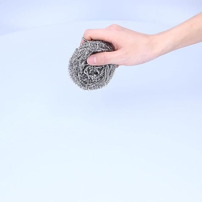 Scrubber Stainless Steel Pot Scrubber Silver Cleaning Balls Steel Wool Scrubber Dish Scrubber for Kitchen 3x1.6in