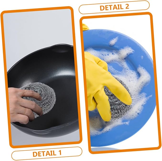 PRETYZOOM 15pcs Stainless Steel Pot Scrubber Set Heavy Duty Steel Wool Balls for Kitchen Cleaning Dishwashing Scouring Pads for Pots Pans and Grills