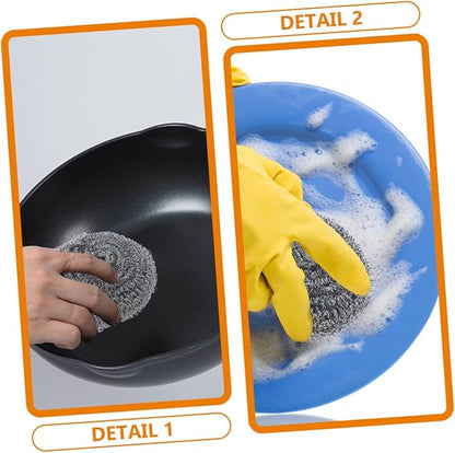 PRETYZOOM 15pcs Stainless Steel Pot Scrubber Set Heavy Duty Steel Wool Balls for Kitchen Cleaning Dishwashing Scouring Pads for Pots Pans and Grills