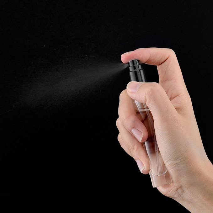 10ml Glass Spray Bottle, Thick Glass Atomizer, Perfume Decanter Kit, Small Travel Perfume Atomizer Bottle Refillable (8PCS, Black)