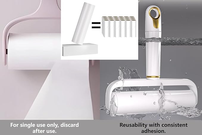 9.5inch - Washable Lint Roller Reusable Remover - Strong Adhesion, Dust - Proof Cover, Hanging Hole - Silicone Material for Clothes, Sofa, Carpet - Pet Hair Remover & Dust,White