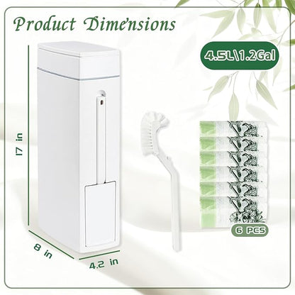 Bathroom Trash Can with Toilet,Slim Bathroom Trash Can,Toilet Brush and Holder Set,4.5 Liter / 1.2 Gallon Press Type Odor Proof rv Trash can,for Bathrooms, RVs, Small Spaces