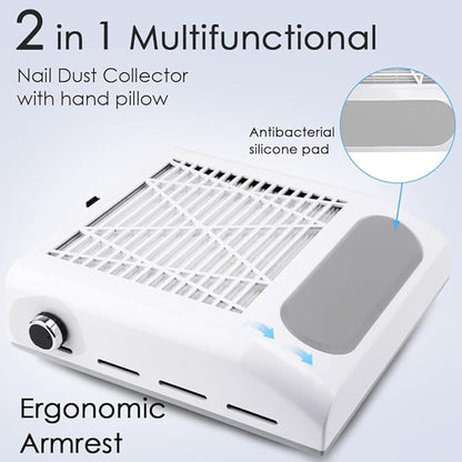 Nail Dust Collector Vacuum 80W Adjustable Power Suction CoFashion Nail Dust Cleaner Machine for Manicure, Dust Collector for Nails for Salon Home Use- Nail Filter When Using Nail Drill