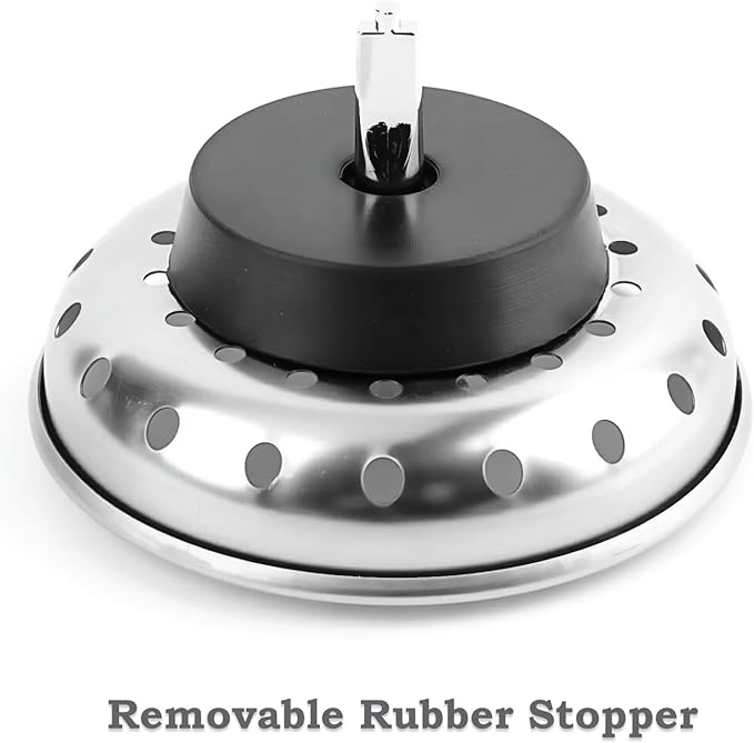 Kingrol 4 Pack Kitchen Sink Strainer Baskets with Removable Rubber Stoppers, Stainless Steel Replacement for Select 3.5" Basket Strainer Drains, Easy Clean, Rust Resistant