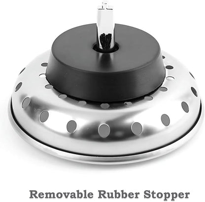 Kingrol 4 Pack Kitchen Sink Strainer Baskets with Removable Rubber Stoppers, Stainless Steel Replacement for Select 3.5" Basket Strainer Drains, Easy Clean, Rust Resistant