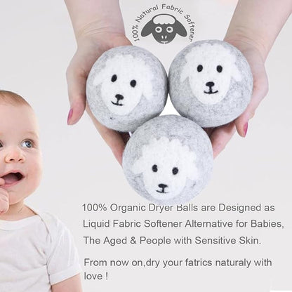 Budieggs Wool Dryer Balls Organic XL 6-Pack | 100% New Zealand Wool, Chemical-Free Natural Fabric Softener | Baby Safe, Hypoallergenic, Reduces Static & Drying Time | Lasts 1000+ Loads