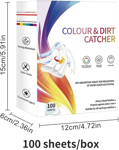 Color Guard Sheets for Laundry - 100 Count Dye Trapping Washing Accessories, Fabric Bleed Prevention Absorbent Paper, Garment Care Cleaning Companion | Clothing Protection Laundry Supplies for Residen