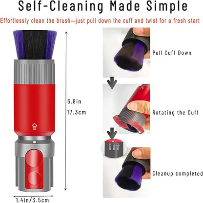 Scratch-free Dusting Brush & 63”Flexible Extension Hose Attachments for Dyson GEN5 V15 V12 V11 V10 V8 V7 Cordless Vacuum Cleaner, Ideal for Car Detailing, Keyboard/Blinds Cleaning,Delicate Surfaces